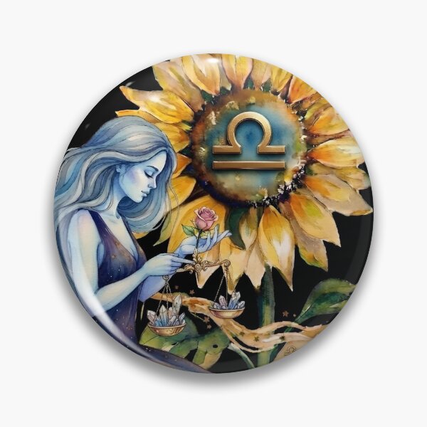Item preview, Libra Zodiac Goddess Watercolor Sunflower Art designed and sold by SilentFlower.