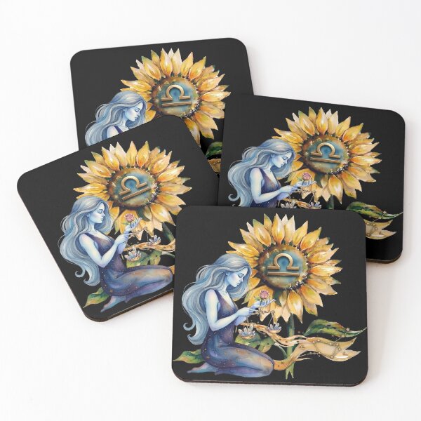 Item preview, Libra Zodiac Goddess Watercolor Sunflower Art designed and sold by SilentFlower.