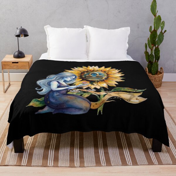 Item preview, Libra Zodiac Goddess Watercolor Sunflower Art designed and sold by SilentFlower.