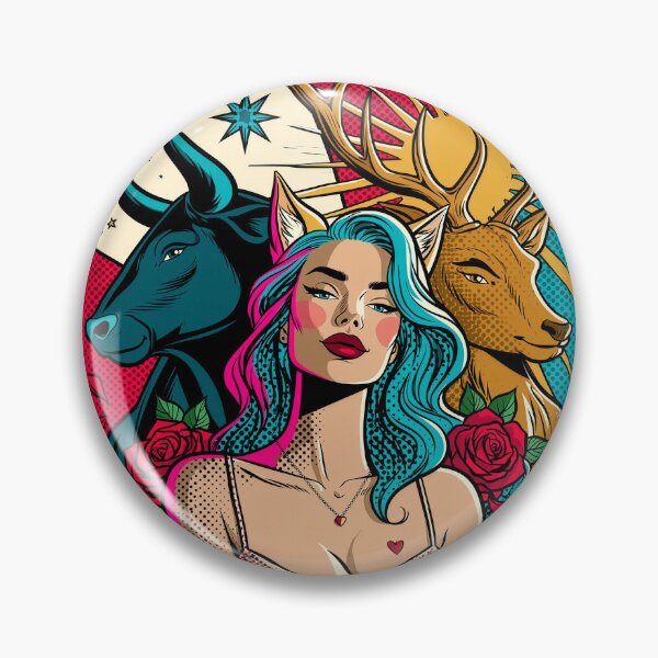 Item preview, Vixen with a stag and bull - day and night designed and sold by KHAIREVIXEN.