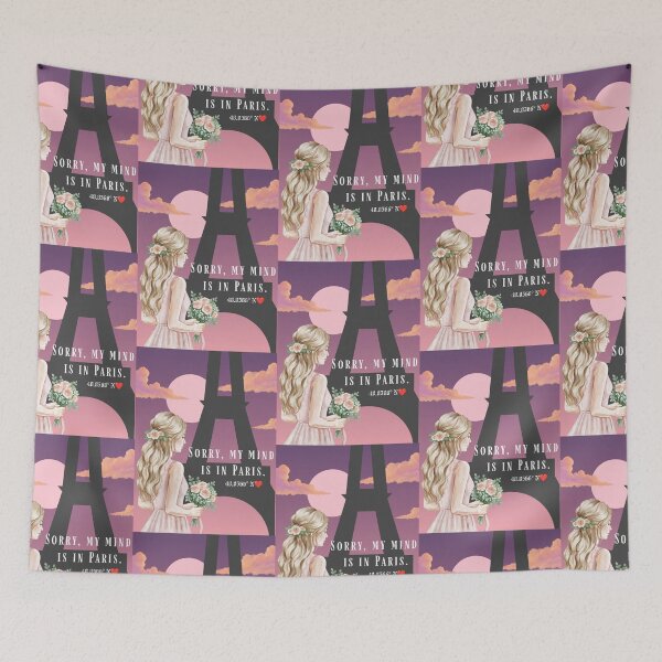 Item preview, Sorry My Mind is in Paris - Eiffel Tower Romance Illustration designed and sold by Artemis & Woven Collective.