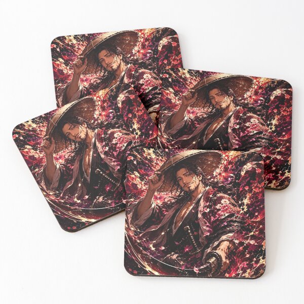 Item preview, Crimson Samurai Bloom | Floral Warrior Portrait | Japanese Ink Style Art Print designed and sold by Dyan4.