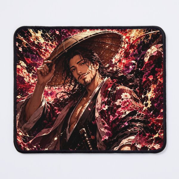 Item preview, Crimson Samurai Bloom | Floral Warrior Portrait | Japanese Ink Style Art Print designed and sold by Dyan4.