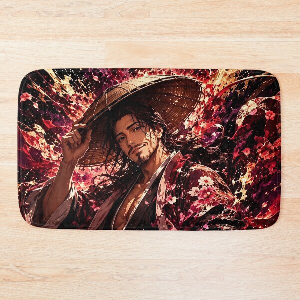 Item preview, Crimson Samurai Bloom | Floral Warrior Portrait | Japanese Ink Style Art Print designed and sold by Dyan4.