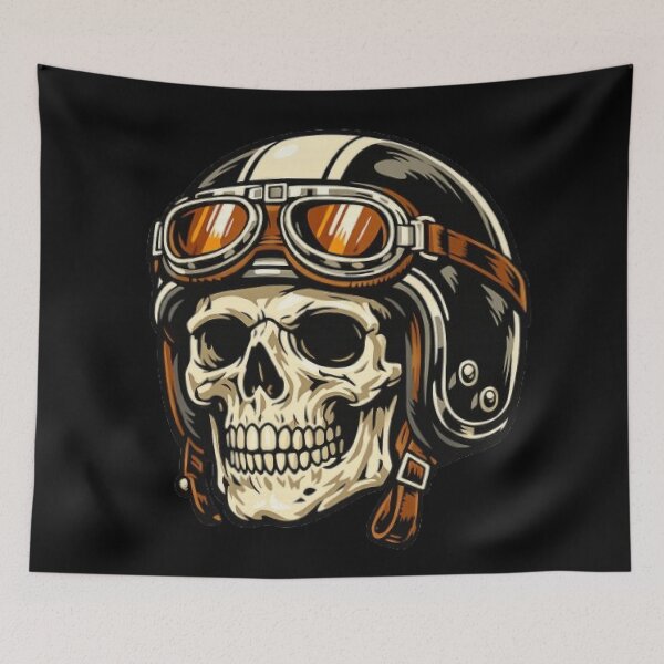Item preview, skull wearing a classic helmet designed and sold by FLATVAC STICKER.