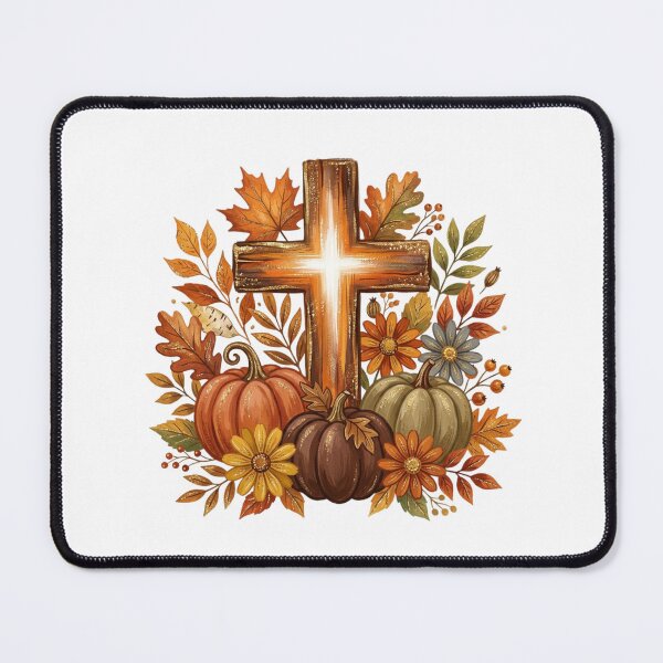 Item preview, Christian Fall Cross Pumpkin Watercolor Art Faith Autumn Blessing Religious Design designed and sold by raedattia.