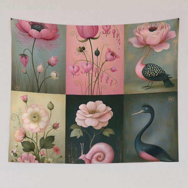 Item preview, Botanical Dreamscape - Surreal Pink Floral Art Collage designed and sold by Creative Nook.