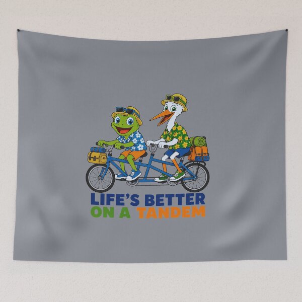 Item preview, Life's Better on a Tandem – Frog & Stork Funny Bicycle T-Shirt designed and sold by Aimetoi.