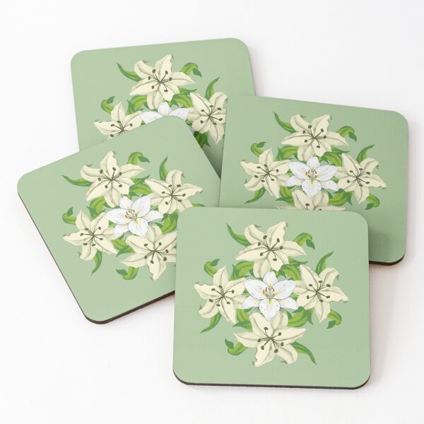 Item preview, Elegant White Lily Botanical Floral Garden Pattern designed and sold by ​Jyoti Digital Artist.