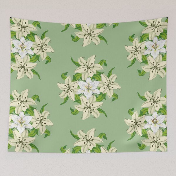 Item preview, Elegant White Lily Botanical Floral Garden Pattern designed and sold by Jyoti-Quotes.
