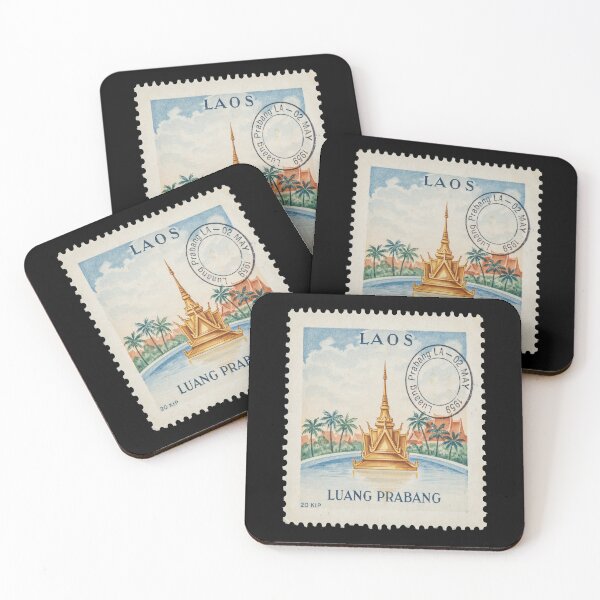 Item preview, Luang Prabang Laos Golden Temple Mekong Stamp Sticker designed and sold by stickercuffs.