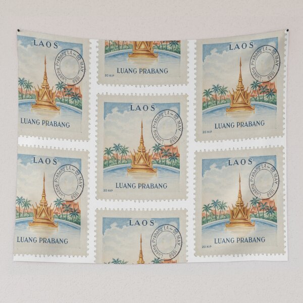 Item preview, Luang Prabang Laos Golden Temple Mekong Stamp Sticker designed and sold by stickercuffs.