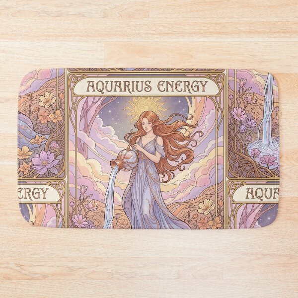 Item preview, Aquarius Energy Vintage Art Nouveau Zodiac T‑Shirt — Water Bearer Astrology Tee, Pastel Feminine Horoscope Graphic designed and sold by RSDigitalPrintDesign.