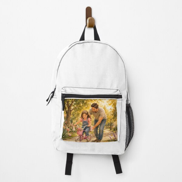 Item preview, Daddy Teaching His Princess to Ride a Bicycle – Heartwarming Family Watercolor designed and sold by NestDesigns01.