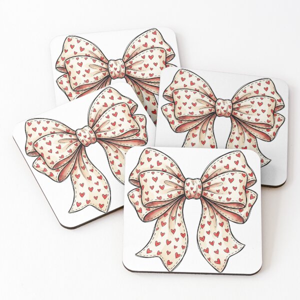 Item preview, Cute Coquette Red Heart Bow Aesthetic Preppy Romantic Soft Girl Vintage Ribbon Illustration designed and sold by raedattia.
