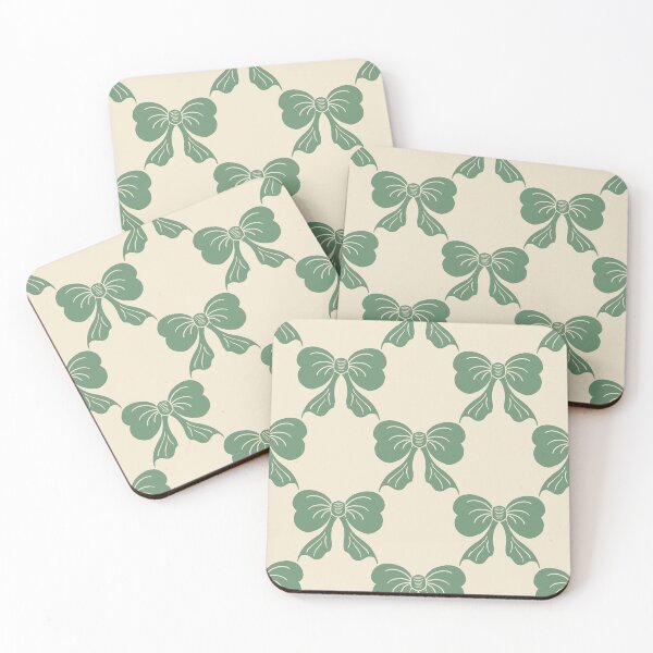 Item preview, Large Vintage Sage Green Bows on Cream Trellis designed and sold by DColourMuse.