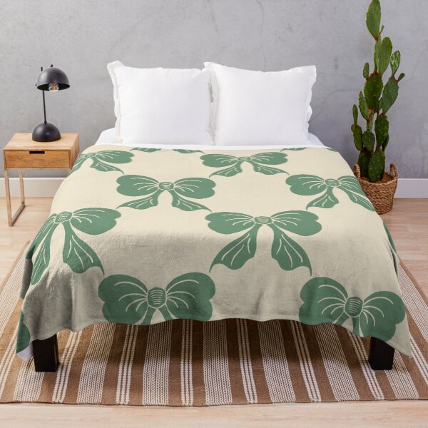 Item preview, Large Vintage Sage Green Bows on Cream Trellis designed and sold by DColourMuse.