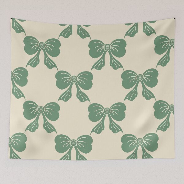 Item preview, Large Vintage Sage Green Bows on Cream Trellis designed and sold by DColourMuse.