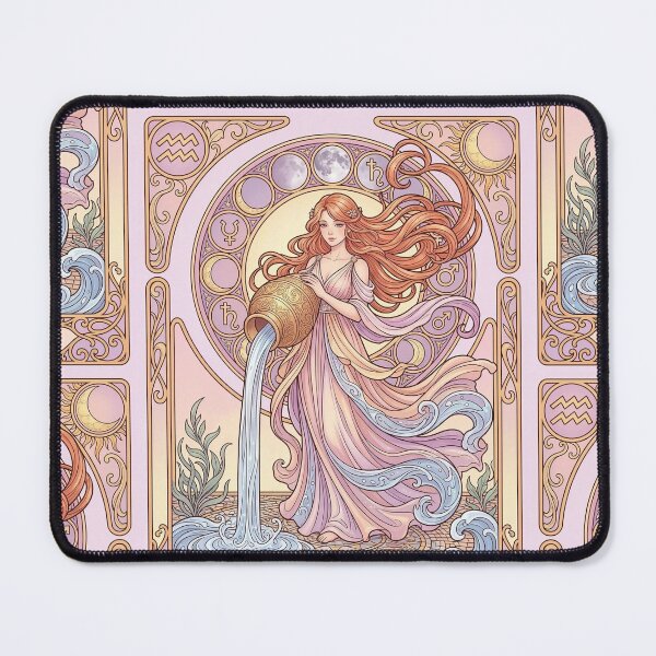 Item preview, Aquarius Energy Vintage Art Nouveau Zodiac T‑Shirt — Water Bearer Astrology Tee, Pastel Feminine Horoscope Graphic designed and sold by RSDigitalPrintDesign.
