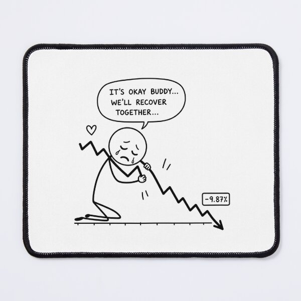 Item preview, We Will Recover Together Stick Figure Crying Over Bear Market Chart - Funny Stock Trader Meme designed and sold by Ink Matrix.