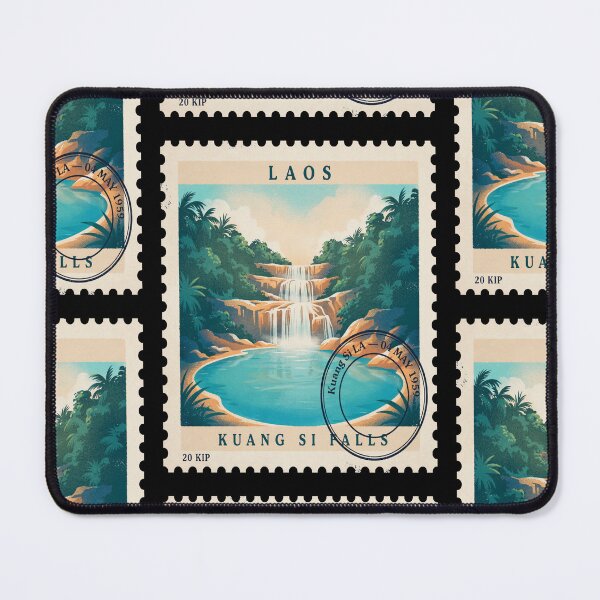 Item preview, Kuang Si Falls Laos Turquoise Waterfall Stamp Sticker designed and sold by stickercuffs.