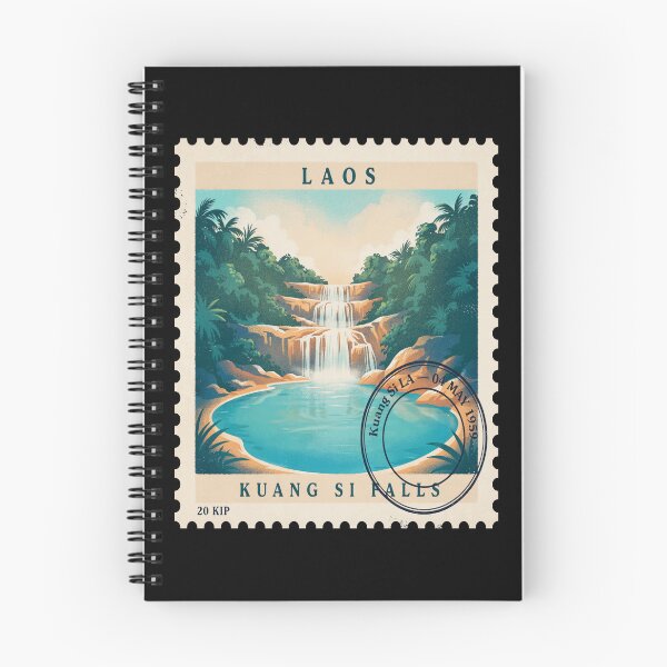 Item preview, Kuang Si Falls Laos Turquoise Waterfall Stamp Sticker designed and sold by stickercuffs.
