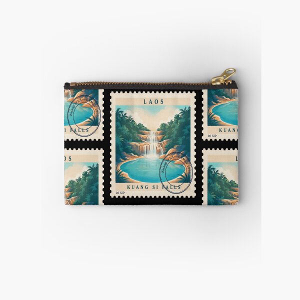 Item preview, Kuang Si Falls Laos Turquoise Waterfall Stamp Sticker designed and sold by stickercuffs.