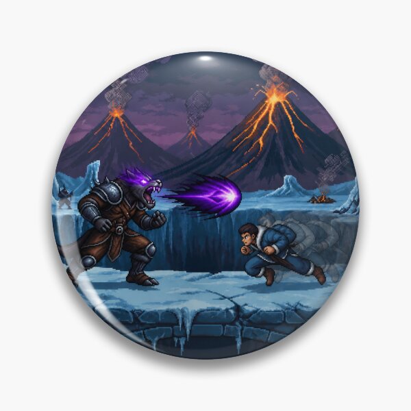 Item preview, Werewolf vs Martial Artist | Snow Volcano | Faux Retro Fighting Game Screenshot | Pixel Art designed and sold by GRAIL-PIXXAILL.