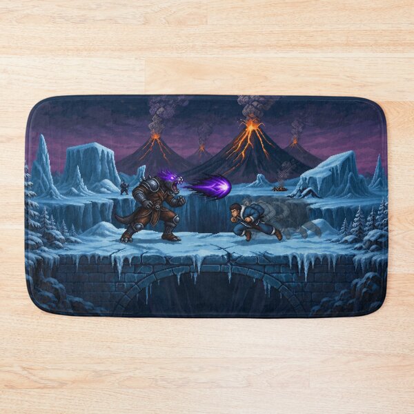 Item preview, Werewolf vs Martial Artist | Snow Volcano | Faux Retro Fighting Game Screenshot | Pixel Art designed and sold by GRAIL-PIXXAILL.