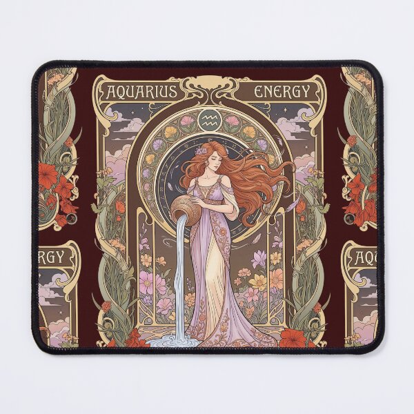 Item preview, Aquarius Energy Vintage Art Nouveau Zodiac T‑Shirt — Water Bearer Astrology Tee, Pastel Feminine Horoscope Graphic designed and sold by RSDigitalPrintDesign.