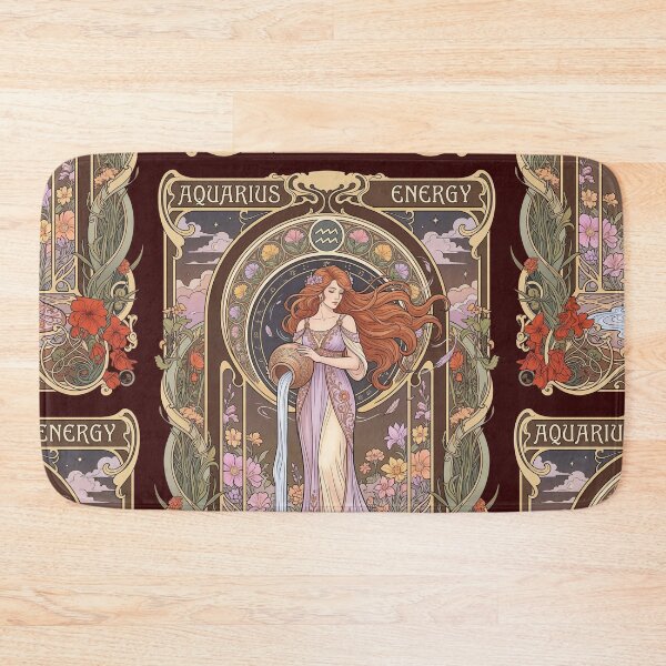 Item preview, Aquarius Energy Vintage Art Nouveau Zodiac T‑Shirt — Water Bearer Astrology Tee, Pastel Feminine Horoscope Graphic designed and sold by RSDigitalPrintDesign.