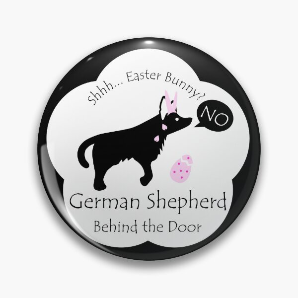 Item preview, Funny German Shepherd Easter Bunny Behind the Door White Base designed and sold by Na7nasColorShop.