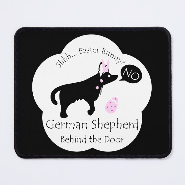 Item preview, Funny German Shepherd Easter Bunny Behind the Door White Base designed and sold by Na7nasColorShop.