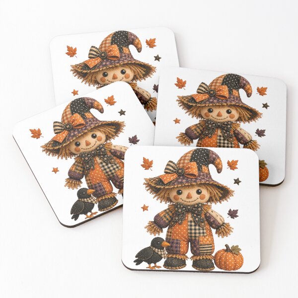 Item preview, Cute Patchwork Scarecrow | Farmhouse Autumn & Halloween Art designed and sold by DecoVibe.