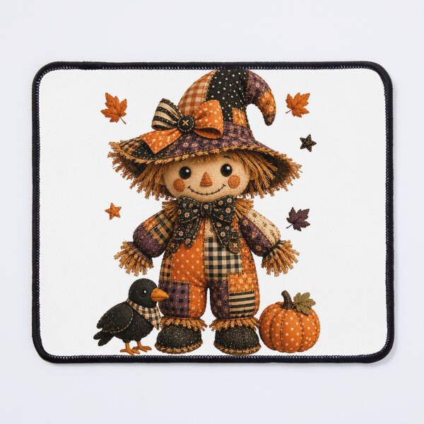 Item preview, Cute Patchwork Scarecrow | Farmhouse Autumn & Halloween Art designed and sold by DecoVibe.