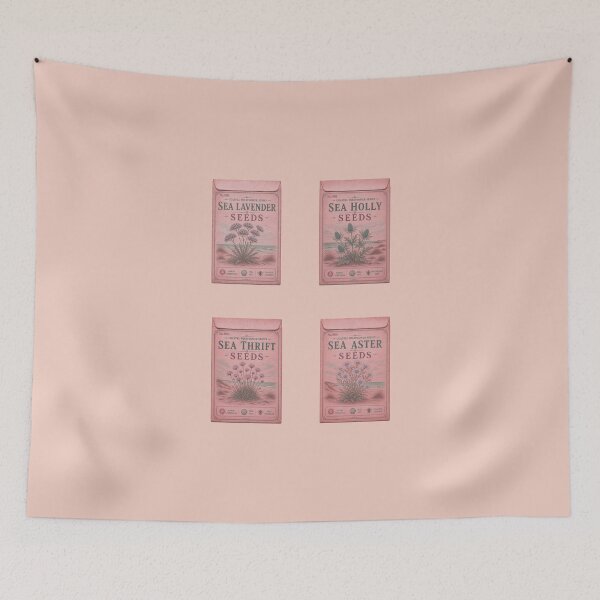 Item preview, Vintage Seed Packets PRINT ONLY NOT REAL- Coastal Wildflowers Series 001-004 - coastal pink color designed and sold by Beachy.