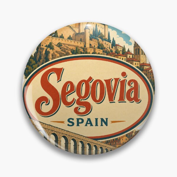 Item preview, Segovia Spain Travel Souvenir - Retro Oval Label designed and sold by VisualArtsOasis.