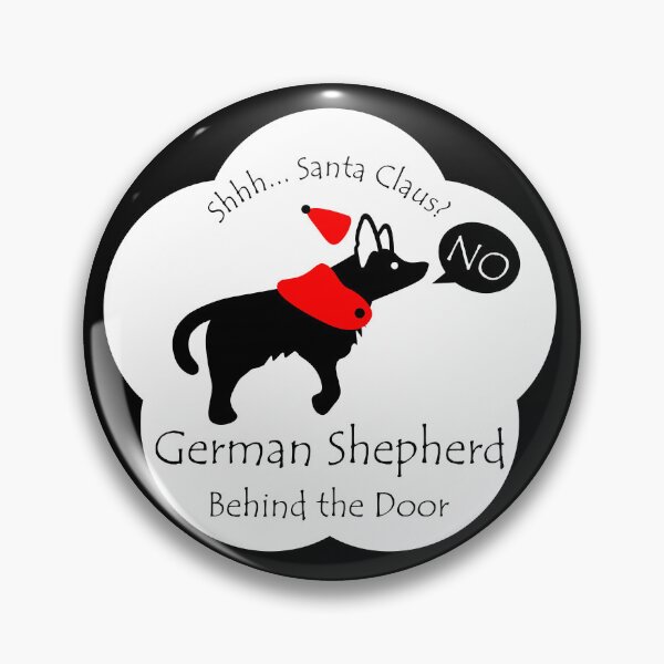 Item preview, Funny German Shepherd Santa Claus Behind the Door White Base designed and sold by Na7nasColorShop.
