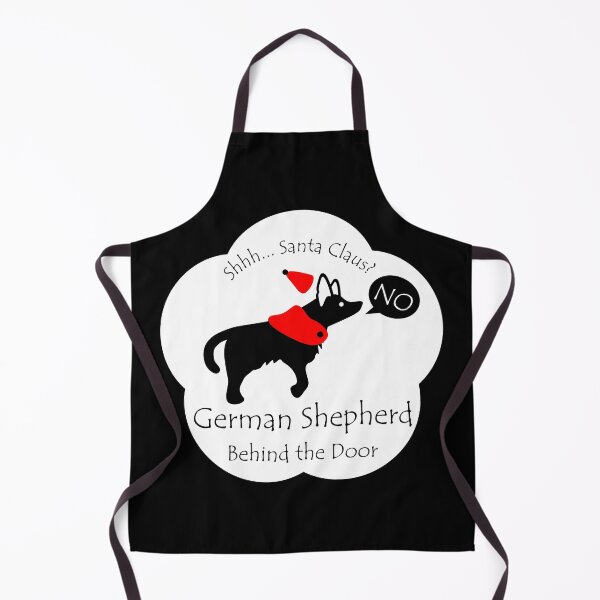 Item preview, Funny German Shepherd Santa Claus Behind the Door White Base designed and sold by Na7nasColorShop.