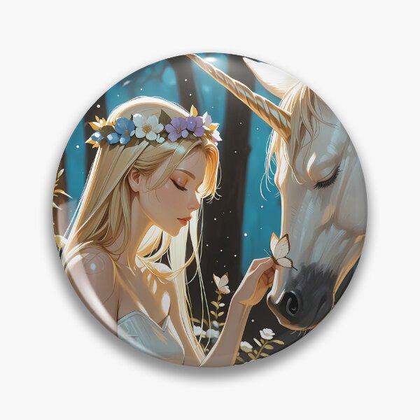 Item preview, Enchanted Unicorn Princess Beside Moonlit Forest Stream Fantasy designed and sold by BorgSpareParts.
