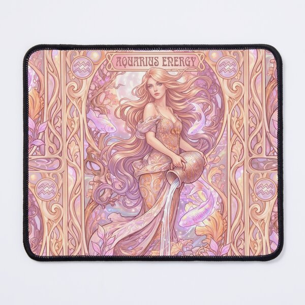 Item preview, Aquarius Energy Vintage Art Nouveau Zodiac T‑Shirt — Water Bearer Astrology Tee, Pastel Feminine Horoscope Graphic designed and sold by RSDigitalPrintDesign.