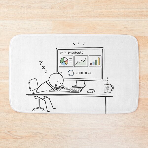 Item preview, Data Analyst Sleeping at Desk While Dashboard Refreshes - Funny Data Science & IT Meme designed and sold by Ink Matrix.