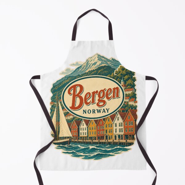 Item preview, Vintage Bergen Travel Label - Retro Norway Souvenir Art designed and sold by VisualArtsOasis.