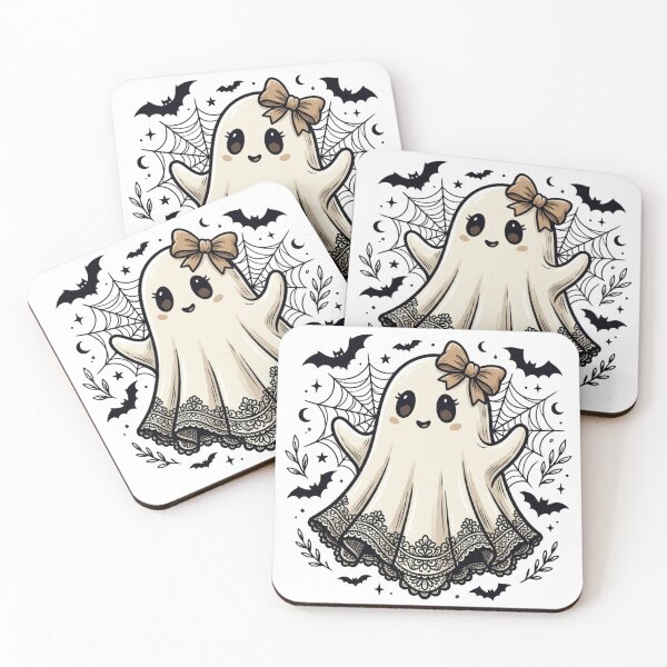 Item preview, Cute Coquette Ghost Bow Halloween Aesthetic Spooky Kawaii Lace Bat Art Gift designed and sold by raedattia.