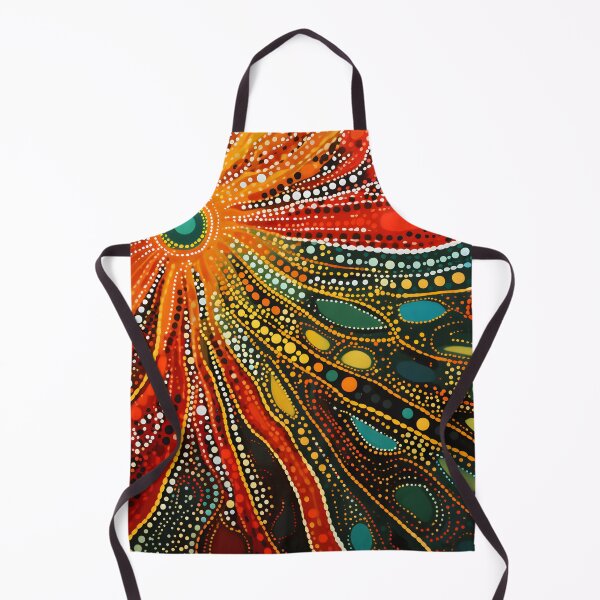 Item preview, Vibrant Sunburst Aboriginal Pointillism Crimson Emerald Dot Art designed and sold by GrinGalore.