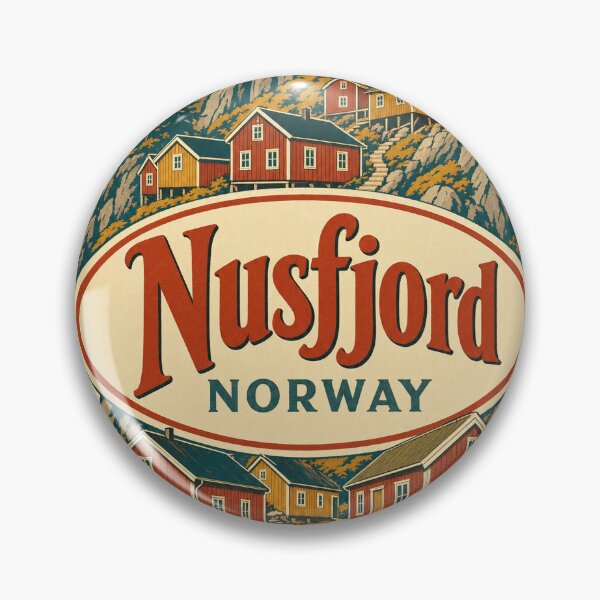 Item preview, Nusfjord Retro Travel Emblem - Norway Vintage Souvenir designed and sold by VisualArtsOasis.