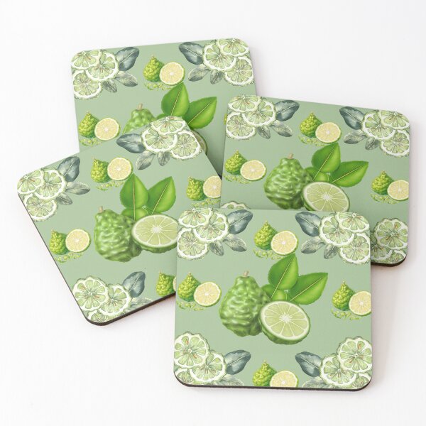 Item preview, Fresh Botanical Watercolor Kaffir Lime Citrus Pattern designed and sold by ​Jyoti Digital Artist.