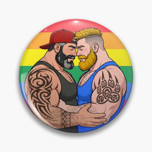 Item preview, Gay Bear Love | Tattooed Gay Bear Couple Illustration designed and sold by BrokenLabel.