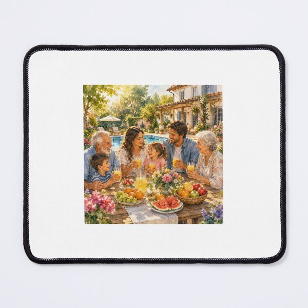 Item preview, Family Together by the Pool – Heartwarming Summer Family Watercolor designed and sold by NestDesigns01.
