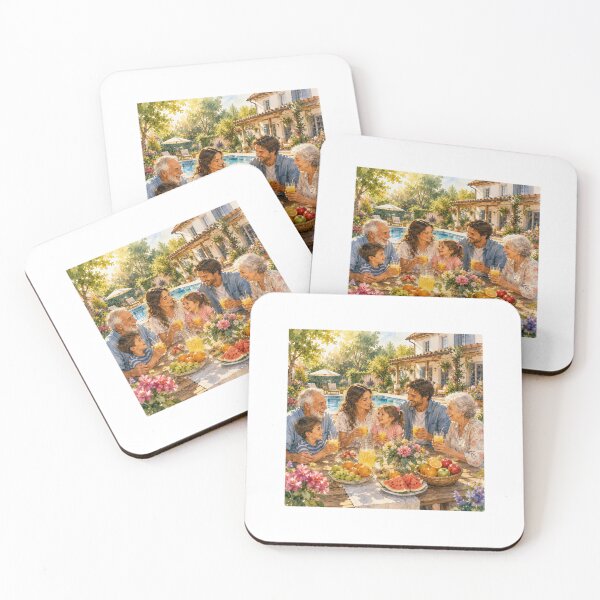 Item preview, Family Together by the Pool – Heartwarming Summer Family Watercolor designed and sold by NestDesigns01.
